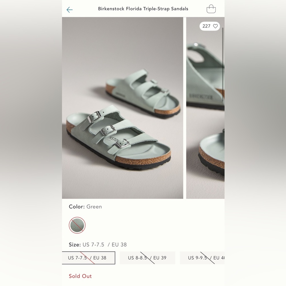 NIB Birkenstock Sage Green triple Strap Sandals